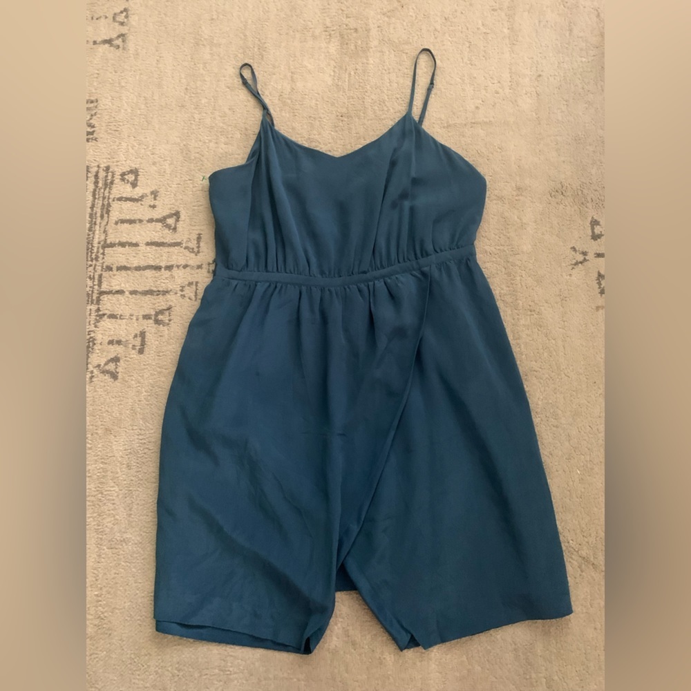 Madewell Sandstar Silk Sleeveless Tulip Mini Dress Peacock Blue Size 10 - Picture 3 of 8